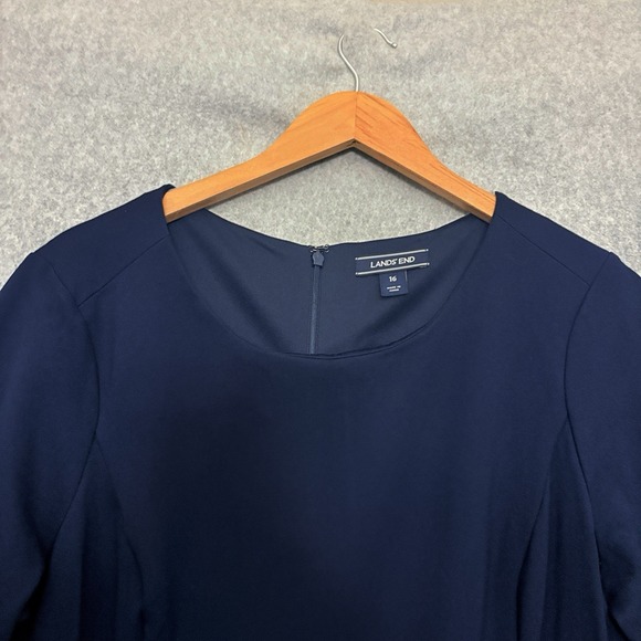 Lands End Womens Shift Career Dress Size 16 Navy Corporate Business Pockets - Picture 3 of 7